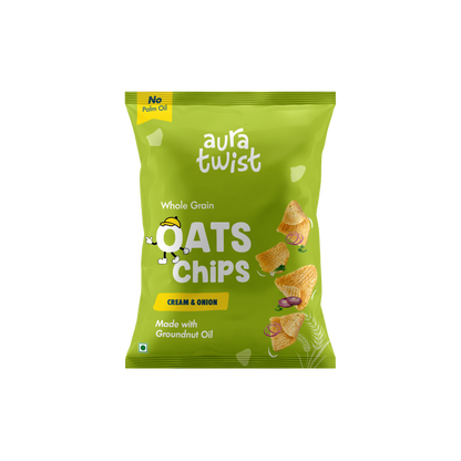 Aura Twist Cream & Onion Oats Chips |Pack of 12|(50gms* 12= 600gms)