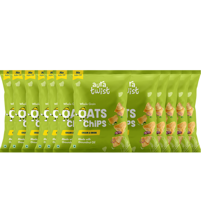Aura Twist Cream & Onion Oats Chips |Pack of 12|(50gms* 12= 600gms)