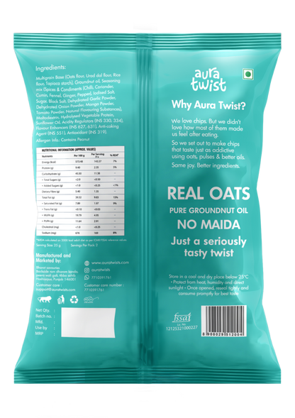 Aura Twist Indian Masala Oats Chips | Pack of 12 | (50 gms* 12= 600gms)